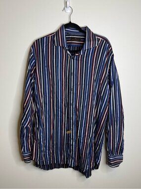 Etro Men’s Oversized Multicolor Striped Dress Shirt size 44